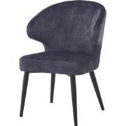 Livingfurn - Eetkamerstoel Donna antraciet Velvet - Antraciet - 2 stuk...
