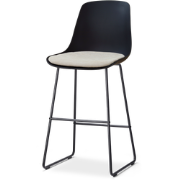 Nino-Liv barkruk zwart met naturelbeige zitkussen - zwart onderstel - ...