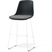 Nino-Liv barkruk zwart met zeegrijs zitkussen - wit onderstel - 75 cm