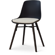 Nena-Liv eetkamerstoel zwart met naturelbeige zitkussen - zwart houten...