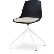 Nola-Liv draaibare eetkamerstoel zwart met naturelbeige zitkussen - wi...