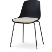 Nora-Liv eetkamerstoel zwart met naturelbeige zitkussen - zwart onders...