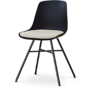 Noa-Liv eetkamerstoel zwart met naturelbeige zitkussen - zwart onderst...