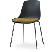 Nora-Liv eetkamerstoel zwart met mosgroen zitkussen - zwart onderstel