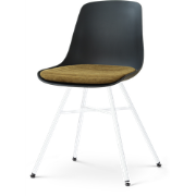 Noa-Liv eetkamerstoel zwart met mosgroen zitkussen - wit onderstel