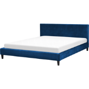 FITOU  - Tweepersoonsbed - Donkerblauw - 180 x 200 cm - Fluweel
