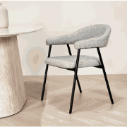 Eetkamerstoel Bouclé Grijs Lisa - Zwart Frame