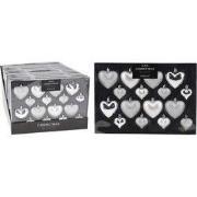 Kerstbal hart 8x65/45mm zilver 16 st