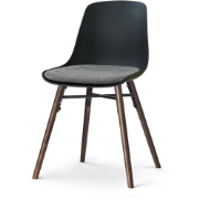 Nena-Liv eetkamerstoel zwart met zeegrijs zitkussen - walnoot houten o...