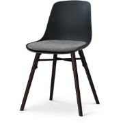 Nena-Liv eetkamerstoel zwart met zeegrijs zitkussen - zwart houten ond...