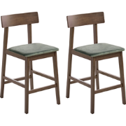 ISANTI - Barkruk set van 2 - Donkerbruin/Groen- Rubberhout