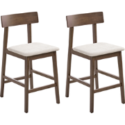 ISANTI - Barkruk set van 2 - Donkerbruin/Taupe - Rubberhout