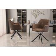 "Chair 'Lucie' Bouclé Sand Backrest PU Brown" - 62 x  x 63.00 - Textie...