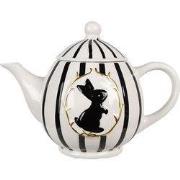 Clayre & Eef Theepot 675 ml Wit Zwart Konijn