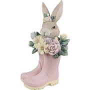 Clayre & Eef Decoratie Beeld Konijn 13x13x23 cm Beige Roze Kunststof