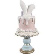 Clayre & Eef Decoratie Beeld Taart Ø 9x19 cm Roze Kunststof