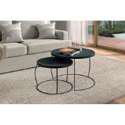 Salontafel 'Lars' 2-delig Mango hout zwart