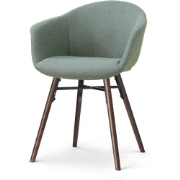 Nena-Otis eetkamerstoel saliegroen - walnoot houten onderstel