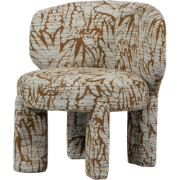WOOOD Upke Fauteuil Met Dessin - Polyester - Naturel/Bruin - 76x75x69