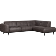 WOOOD Statement Hoekbank Rechts - Lederlook - Donkergrijs - 77x274x210