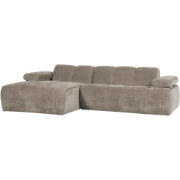 WOOOD Mojo Chaise Longue Bank Links - Geweven Ribstof - Donker Zand