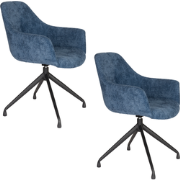 Housecraft Living Wiz Eetkamerstoelen Draaibaar Blauw - Set van 2