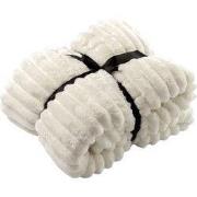 RICKY - plaid 150x200 cm - geribd fleece - superzacht - Snow White - w...