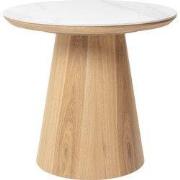 Bijzettafel Wit Keramiek/Naturel - Ø60x55cm - Alba