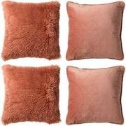 Dutch Decor KUSSENSET - 4-delig Fluffy & Velvet - 45x45 cm - inclusief...