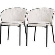 Set van 2 eetkamerstoelen met rugleuning & armleuning Beige met metale...