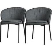 Set van 2 eetkamerstoelen met rugleuning & armleuning antraciet met me...
