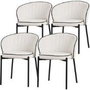 Set van 4 eetkamerstoelen met rugleuning & armleuning Beige met metale...