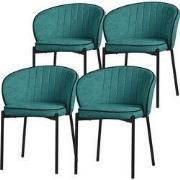 Set van 4 eetkamerstoelen met rugleuning & armleuning benzine met meta...