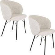 Housecraft Living Joa Eetkamerstoelen Bouclé Beige - Set van 2