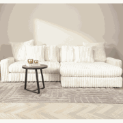 3-zits hoekbank XXL Beige Ribstof plofbank Nia