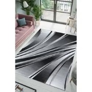 Jaden Modern Zwart / Grijs vloerkleed - Laagpolig - 120 X 170 CM