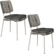 Housecraft Living Franck Eetkamerstoelen Velours Grijs - Set van 2