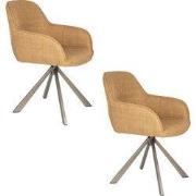 Housecraft Living Toye Eetkamerstoelen draaibaar Geel - Set van 2