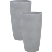 ABDERA - Bloempot set van 2 - Lichtgrijs - Groot - Stenenmix