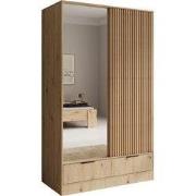 Meubella - Venn - Kledingkast met schuifdeuren - Eiken - 120x60x204 cm