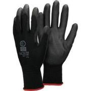 Werkhandschoenen 36 paar met PU coating Zwart Maat S