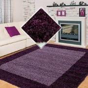 Tapijtenloods Basic Shaggy Kader vloerkleed Paars Hoogpolig- 80x150 CM