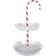 Clayre & Eef Etagère 2 laags Ø 29x47 cm Wit Metaal