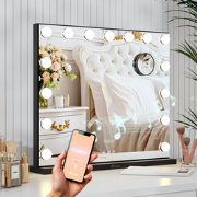 Hollywood Spiegel - Bluetooth Speakers - 58x48cm - Zwart