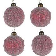 Clayre & Eef Kerstbal Set van 4 Ø 8 cm Rood Glas