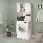 ECD Germany Wasmachinekast met 2 deuren en 2 open vakken, 190x62,5 cm,...