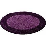 Candy Shaggy Lijstmotief Rond vloerkleed - paars - 160 X 160 ROND CM