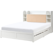 BIZOU - Bed met opbergruimte - Wit/Beige - 160 x 200 cm - MDF/Grenenho...