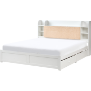 BIZOU - Bed met opbergruimte - Wit/Beige - 180 x 200 cm - MDF/Grenenho...