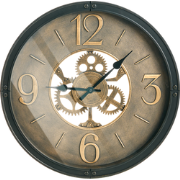 ALBACETE - Wandklok - Zwart/Bruin - Synthetisch materiaal